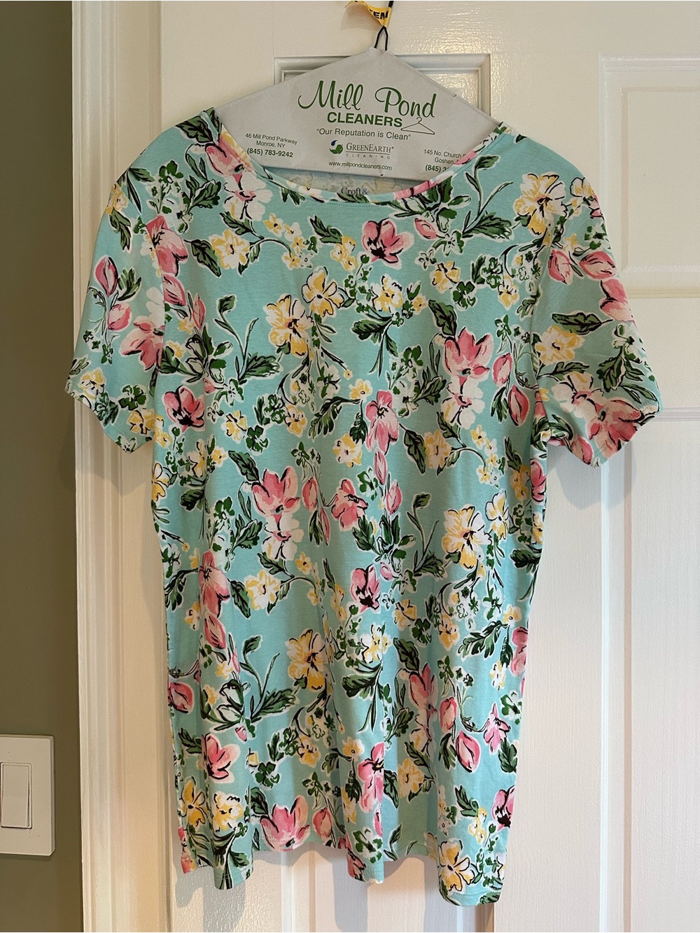 croft & barrow Mint Floral Short Sleeve Tee